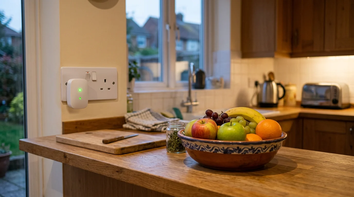 Indoor plug-in ultrasonic repeller in a kitchen socket